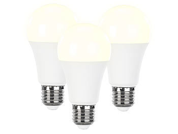 Luminea 3er-Set dimmbare LED-Lampen warmweiß, 11 W, E27, 3000 K, 1.050 lm