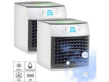 Kühlwürfel: Sichler 2er-Set 2in1-Tisch-Luftkühler und -Luftbefeuchter LW-110