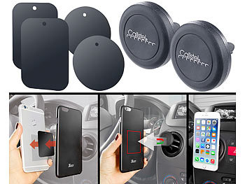 Callstel Magnet Handyhalter: 2er-Set Mini-Kfz-Smartphone