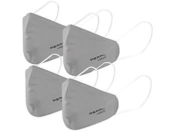 Kinder Stoffmasken: PEARL 4er-Set Mund-Nasen-Stoffmasken mit Filter-Textil, waschbar, Gr. S