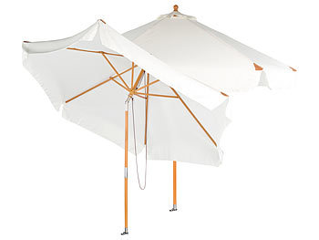 Parasol-Sonnenschirm: Royal Gardineer 2er-Set neigbare Sonnenschirme mit Holzgestell, Ø 3 m, beige