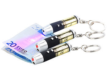 PEARL 3er-Set 3in1-Laserpointer mit UV-Licht und LED-Taschenlampe