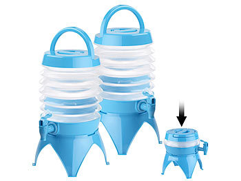 Wasserbehälter: PEARL 2er-Set Faltbares Fässchen, Auslaufhahn, Ständer, 3,5 Liter