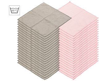 Handtücher: Sichler Beauty 40 Mikrofaser-Kosmetiktücher zur Gesichtspflege, rosa/grau, 30 x 30 cm