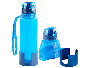 Semptec 2er-Set faltbare Silikon-Trinkflasche, 650 ml, BPA-frei