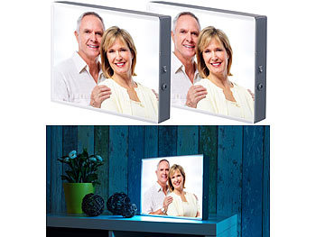 infactory 2er-Set LED-Leuchtkasten für individuelle Bilder auf Folie und Papier