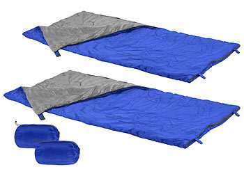Trekkingschlafsack: PEARL 2er-Set Decken-Schlafsäcke, 200 g/m² Hohlfaser-Füllung, 190 x 75 cm