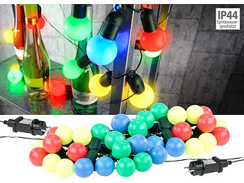 LED-Party-Lichterkette: Lunartec 2er-Set LED-Lichterkette mit je 20 Lämpchen, 4-farbig, 1,2 W, IP44