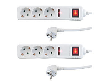 5 Fach Steckdosenleiste mit 2x USB Ladeport EIN/AUS Schalter Stromleiste mit USB 