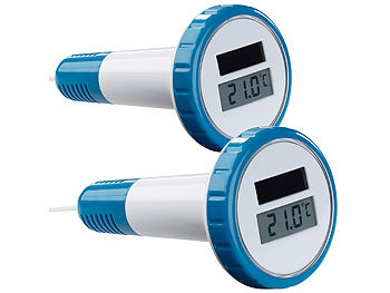 Teichthermometer: FreeTec 2er-Set digitale Solar-Teich- & Poolthermometer, LCD-Anzeige, IPX7