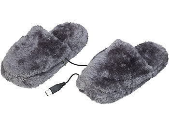 infactory Deluxe-Plüsch-Pantoffeln mit USB-Wärmesohle bis Gr. 38