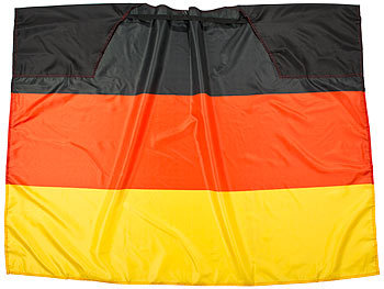 Deutschlandfahne, in schwarz-rot-Gold, auch als Autofahne, Auto-Fahne, Kfz-Fahne Fan-Set: PEARL Deutschland-Cape 150 x 110 cm mit Ärmeln - Bodyflag