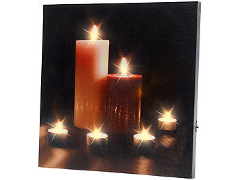 infactory LED-Leinwandbild mit romantischem Kerzenflackern "Modern Times"