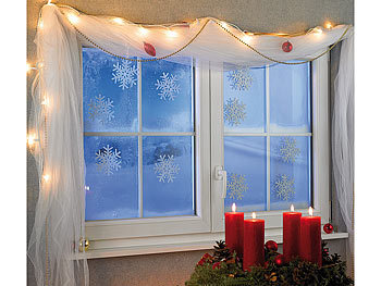 infactory Gel Sticker Fenster: 3D-Gel-Glitzer-Fenstersticker im  Schneeflocken-Design, 33-teilig (Gel Fensterbilder Weihnachten)