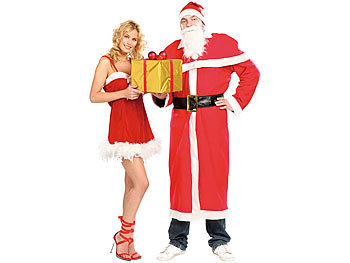 infactory 5-teiliges Weihnachtsmann-Kostüm "Santa Claus" mit Bart und Mütze Gr L