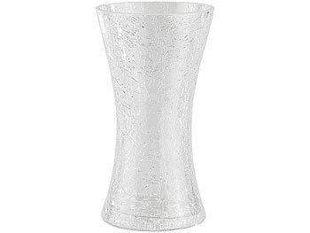Carlo Milano Designer-Vase aus transparentem Crackle-Glas