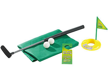 Klo Golf: infactory 7-teiliges Golfspiel-Set für Bad & WC, inkl. Golf-Grün und Türhänger