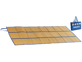 Bastmatte: PEARL Faltbare Bast-Strandmatte mit Tragegriffen, 180 x 90 cm