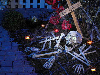infactory Halloween Deko: 18-teiliges Grusel-Skelett: Totenschädel &  Knochen mit Sound (Halloween Bewegungsmelder)