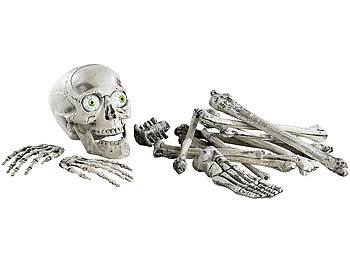 18-teiliges Grusel-Skelett: TotenschÃ¤del & Knochen mit Sound / Halloween Deko