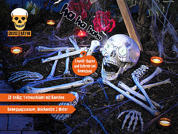Skelett 85 cm Nachtleuchtend alles beweglich Grusel Skelett Halloween Deko 