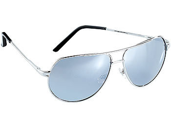 PEARL Verspiegelte Sonnenbrille im legendären Piloten-Style (UV-400)