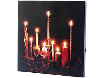 Leinwandbild Weihnachten: infactory LED-Leinwandbild "Advent" mit Kerzenflackern, Fernbedienung