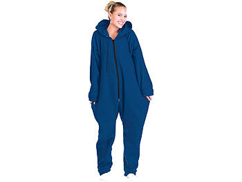 Kuschel Jumpsuit: PEARL Jumpsuit aus flauschigem Fleece, blau, Größe L