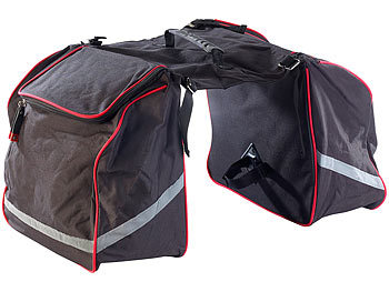 Fahrradtaschen: Xcase Doppel-Gepäckträgertasche, wasserabweisend, mit Reflektions-Streifen