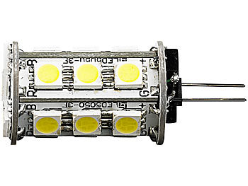 Luminea LED-Stiftsockellampe mit 18 SMD LEDs, G4 (12V), weiß, rund
