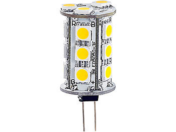 Luminea LED-Stiftsockellampe m. 18 SMD LEDs, G4,12V, tageslichtweiß, rund, 4er