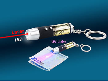 PEARL 3er-Set 3in1-Laserpointer mit UV-Licht und LED-Taschenlampe