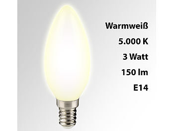 Luminea SMD-LED-Kerzenlampe, 3 W, E14, B35, 150 lm, warmweiß, 4er-Set