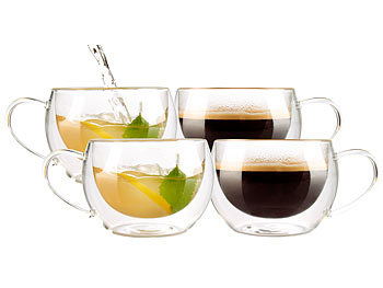 Doppelwandige Teegläser: Cucina di Modena 4er-Set doppelwandige Kaffee- & Tee-Gläser