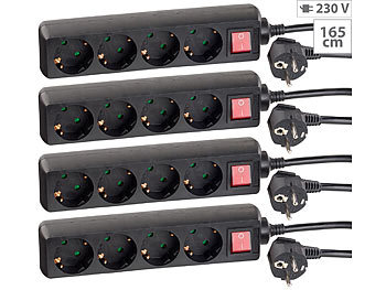 revolt 230-V-Steckdosenleiste mit 5 Buchsen 2 USB-Ports und Netzschalter