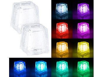 LED Würfel: Lunartec 2er Pack Deko-Licht im Eiswürfel-Look mit RGB-Farbwechsel-LED