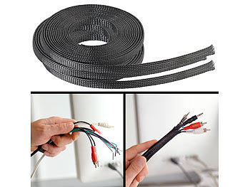 Flexibler Kabelschlauch: Callstel 3er-Set selbstschließende Netzschläuche aus Polyester, 5 m