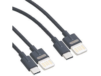 USB Kabel Typ C: Callstel 2er-Set Lade- & Datenkabel USB auf USB C, zweiseitige Stecker, 1 m, 2A