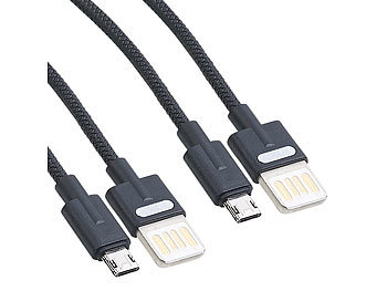 Ladekabel Samsung A5: Callstel 2er-Set Lade- & Datenkabel USB auf Micro-USB, zweiseitige Stecker, 1 m
