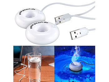 PEARL 2er-Set USB-Mini-Luftbefeuchter & Diffuser mit Ultraschall-Vernebler