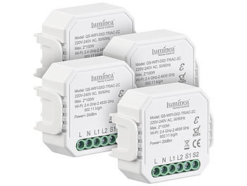 LED-Dimmer-Lichtschalter: Luminea Home Control 4er-Set WLAN-Unterputz-2-Kanal-Lichtschalter & -Dimmer, App