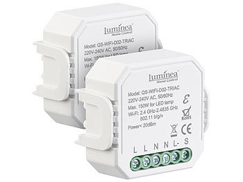 WiFi Dimmer: Luminea Home Control 2er-Set WLAN-Unterputz-Lichtschalter und -Dimmer, mit App