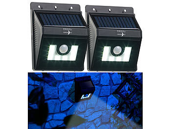 Lunartec 2er-Set Solar-LED-Wandleuchten mit Bewegungsmelder, Dimm-Funktion