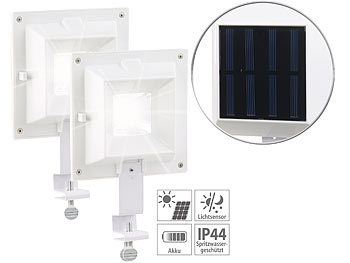 Solarleuchte Regenrinnen: Lunartec 2er-Set Solar-LED-Dachrinnenleuchten, 6 SMD-LEDs, je 20 Lumen, IP44