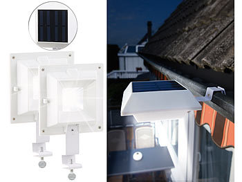 Lunartec 2er-Set Solar-LED-Dachrinnenleuchten, 6 SMD-LEDs, je 20 Lumen, IP44