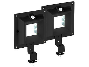 schwarz Solar-LED-Dachrinnenleuchten 160 2er-Set (Dachrinnen-Strahler lm, Lunartec mit Solar: Lampen PIR-Sensor, Dachrinnen Solar)