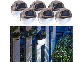 Lunartec 2er-Set  3x Solar-LED-Zaunleuchten für Hauswand & Treppe, IP44