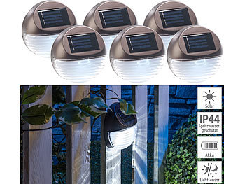 LED Solar Leuchten: Lunartec 2er-Set  3x Solar-LED-Zaunleuchten für Hauswand & Treppe, IP44