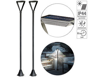 Royal Gardineer 2er-Set moderne Design-LED-Gartenlaternen, Solarpanel, 50 lm, 148 cm