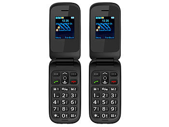 Notruf-Klapphandy mit und Dual-SIM, Bluetooth: simvalley Mobile 2er-Set  Notruf-Klapphandys XL-949 mit Garantruf Easy, Dual-SIM